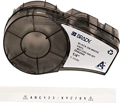 Brady All Weather Vinyl Beschriftungsband, 6.4mm, schwarz/weiß