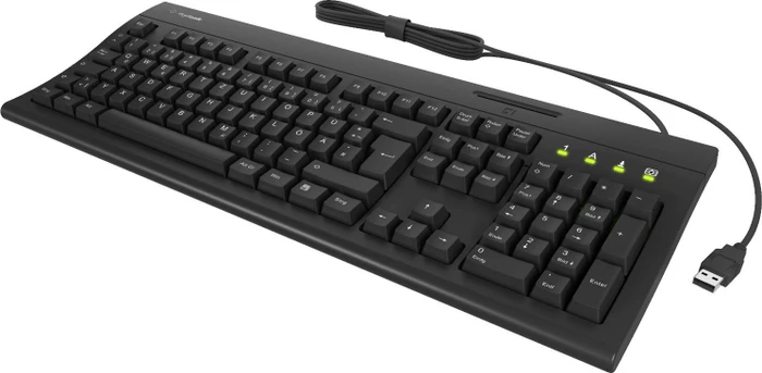 KeySonic KSK-8041U-CR mechanische Full-Size Tastatur, schwarz, mit Kartenleser, USB, DE