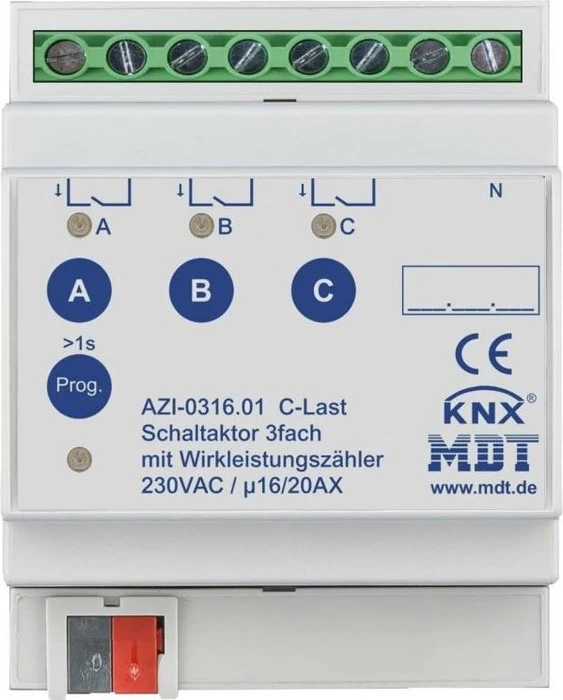 MDT Schaltaktor AZI 3-fach, 4TE REG, 16/20A, Schaltaktor