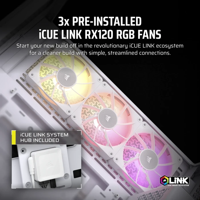 Corsair iCue 3500X RGB, weiß, Glasfenster