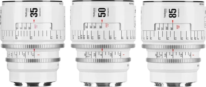 7artisans Infinte 35/50/85mm T2.1 Full Frame Cine 3-Lens Set für Canon EF weiß