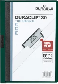 Durable Duraclip 30 Klemmmappe, A4, dunkelgrün/transparent, 25er-Pack