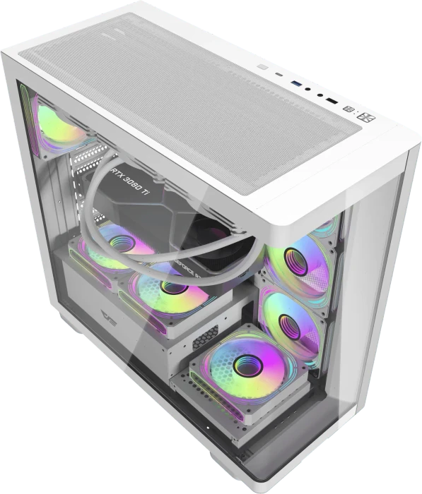 DarkFlash DS900G White, USB-C, Glasfenster