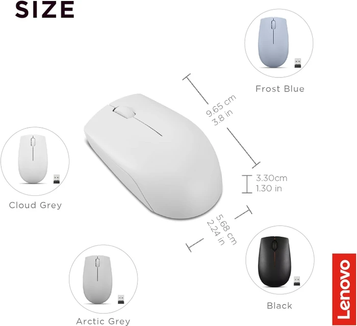 Lenovo 300 Wireless Compact Mouse Cloud Grey, USB
