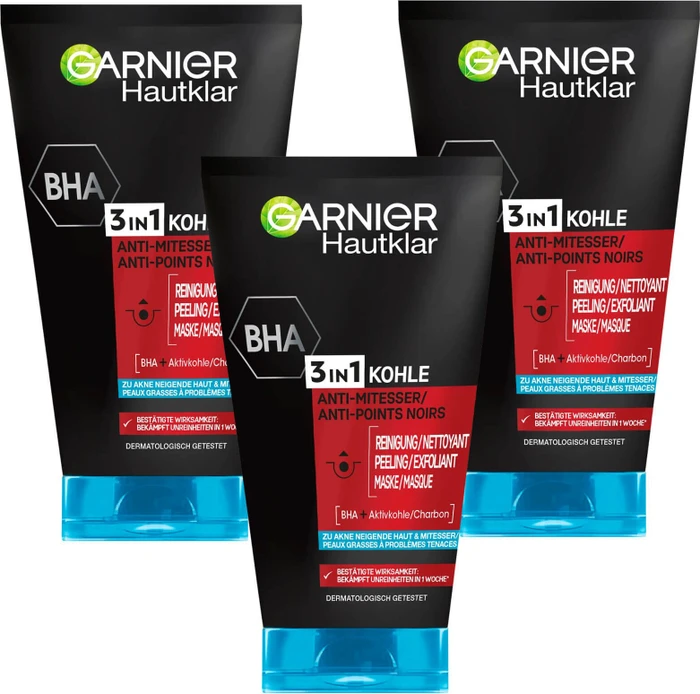 Garnier Hautklar 3in1 Anti-Mitesser Reinigung + Peeling + Maske, 150ml