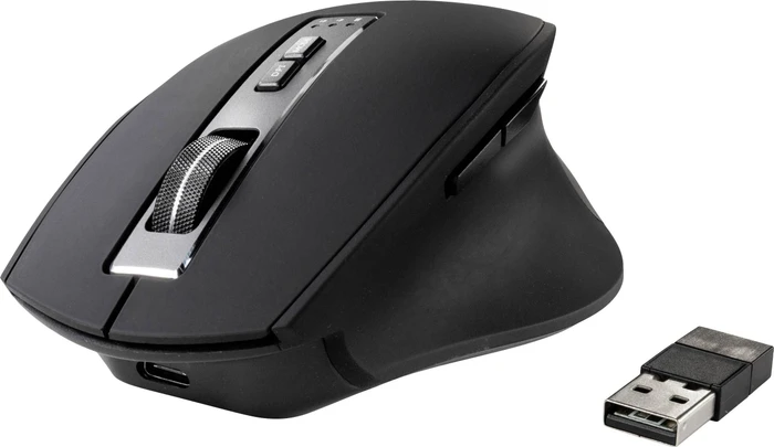 Renkforce RF-WM-300 Rechargeable Wireless Ergonomic Mouse schwarz/grau, USB/Bluetooth