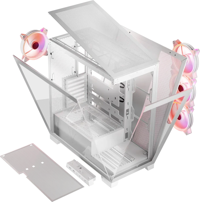 Modecom Volcano Space Apex ARGB Midi White, weiß, Glasfenster