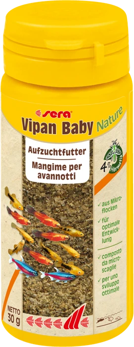 sera Vipan Baby Nature Mikroflocken für Jungfische, Aufzuchtfutter, 30g, 50ml