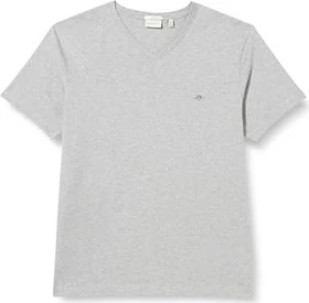 Gant Slim Fit Shield V-Neck T-Shirt kurzarm grey melange (Herren)