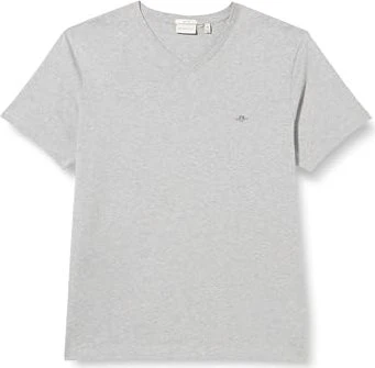 Gant Slim Fit Shield V-Neck T-Shirt kurzarm grey melange (Herren)