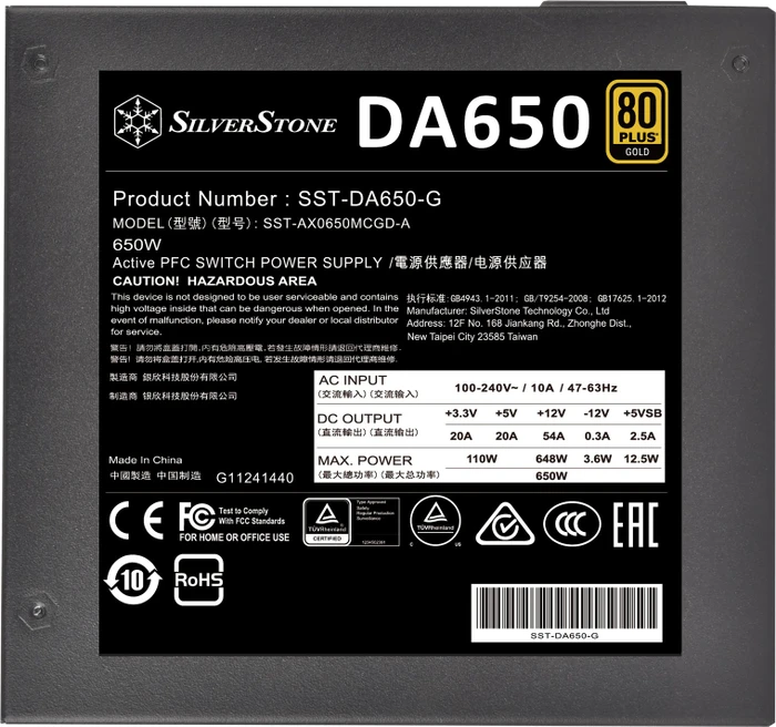 SilverStone Decathlon Gold Series DA650 Gold 650W, ATX 2.4