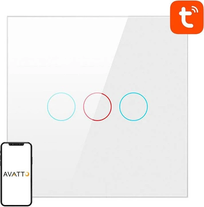 Avatto ZigBee Smart Light Switch 3-fach, ohne Neutralleiter, weiß