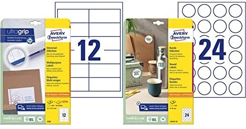 Avery-Zweckform Etiketten, 97x42.5mm, weiß, 30 Blatt (360 Etiketten)