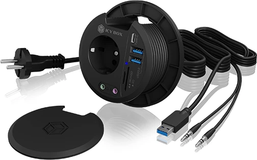 RaidSonic Icy Box IB-HUB1430-CR Tisch-Hub, Dual-Slot-Cardreader, 1x USB-C 3.0, 2x USB-A 3.0, USB-A 3.0 [Stecker]
