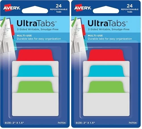Avery-Zweckform Haftstreifen UltraTabs 50.8x38.1mm, farblich sortiert, 24 Blatt