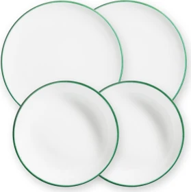 Gmundner Keramik Grüner Rand Dinner für 2 Cup Tafelservice, 4-tlg.