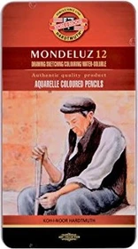 Koh-I-Noor Mondeluz Aquarellstift sortiert, Metalletui, 12er-Set