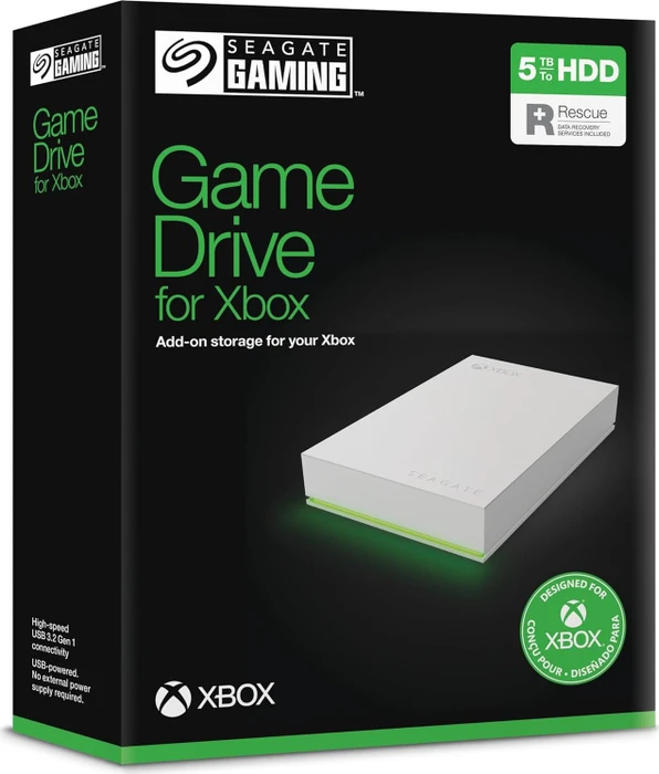 Seagate Game Drive for Xbox, 5TB, +Rescue, USB 3.0 Micro-B