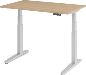 Hammerbacher Ergonomic Aktiv XBHM12 elektrisch höhenverstellbarer Sitz-Steh-Schreibtisch 120x80cm Eiche/silber