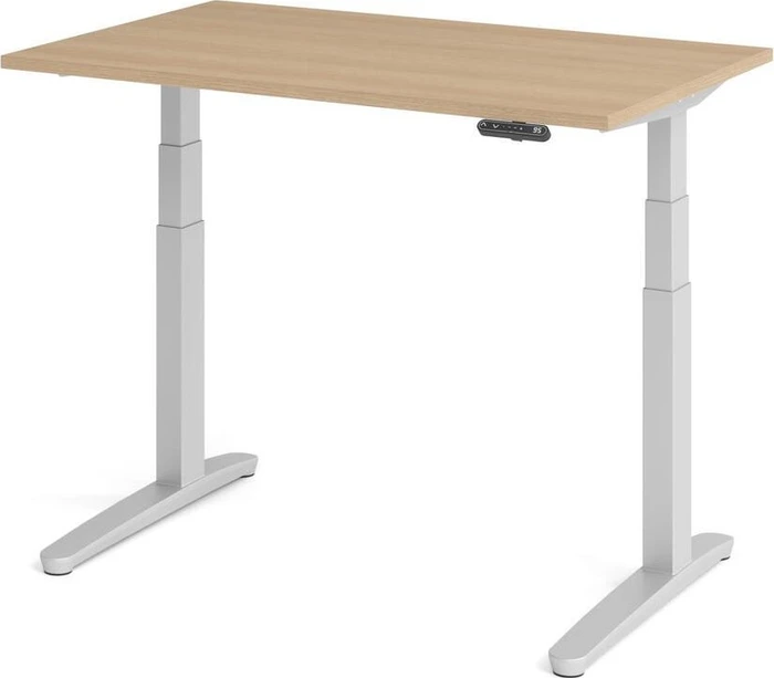 Hammerbacher Ergonomic Aktiv XBHM12 elektrisch höhenverstellbarer Sitz-Steh-Schreibtisch 120x80cm Eiche/silber