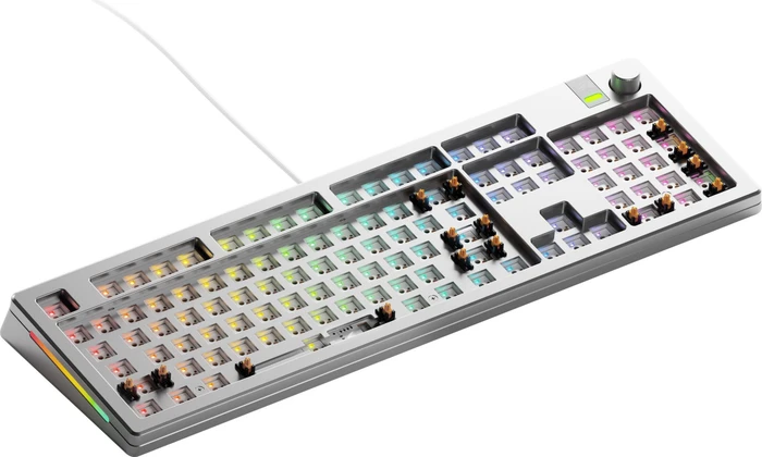 Glorious GMMK 3 Pro, Barebone Tastatur, Full Size 100%, silber, ANSI