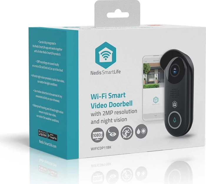 Nedis SmartLife Video-Türsprechanlage 1080p schwarz, Video-Türklingel