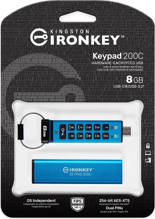 Kingston IronKey Keypad 200C 8GB, USB-C, USB 3.2 Gen 1×1