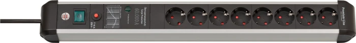 Brennenstuhl Premium-Protect-Line 60000A, 8-fach, 3m, silber/schwarz