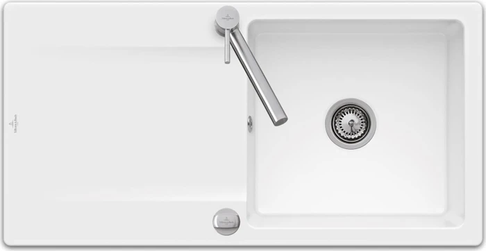 Villeroy & Boch Siluet 60 Einbau Becken reversibel mit Ablauffernbedienung stone white