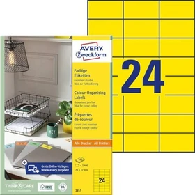 Avery-Zweckform Ordneretiketten, 70x37mm, gelb, 100 Blatt (2400 Etiketten)