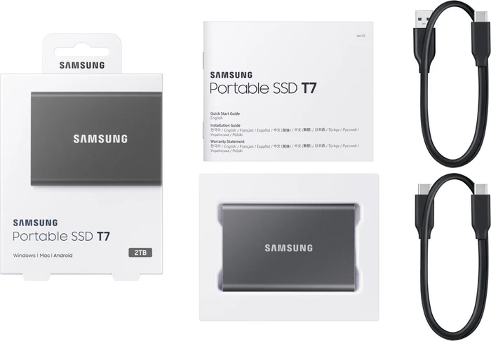 Samsung Portable SSD T7, grau, 2TB, USB-C 3.1