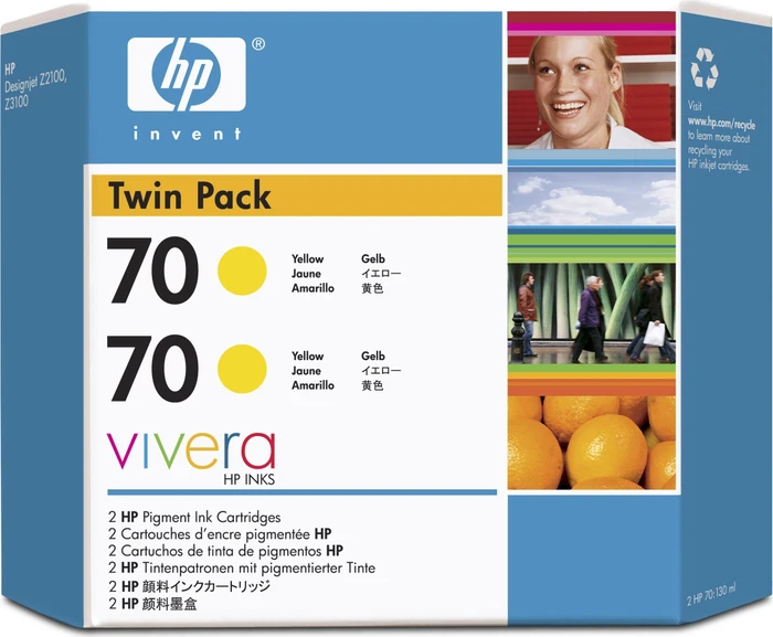 HP Tinte 70 gelb, 2er-Pack