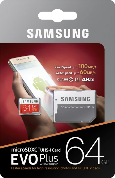 Samsung EVO Plus R100/W60 64GB Kit, UHS-I U3, Class 10