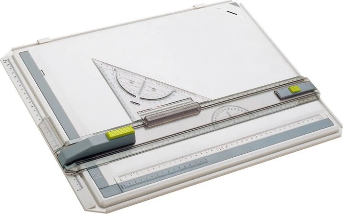 Aristo Profi Plus Zeichenplatte A3, weiß, Schnellzeichendreieck, Studio Case