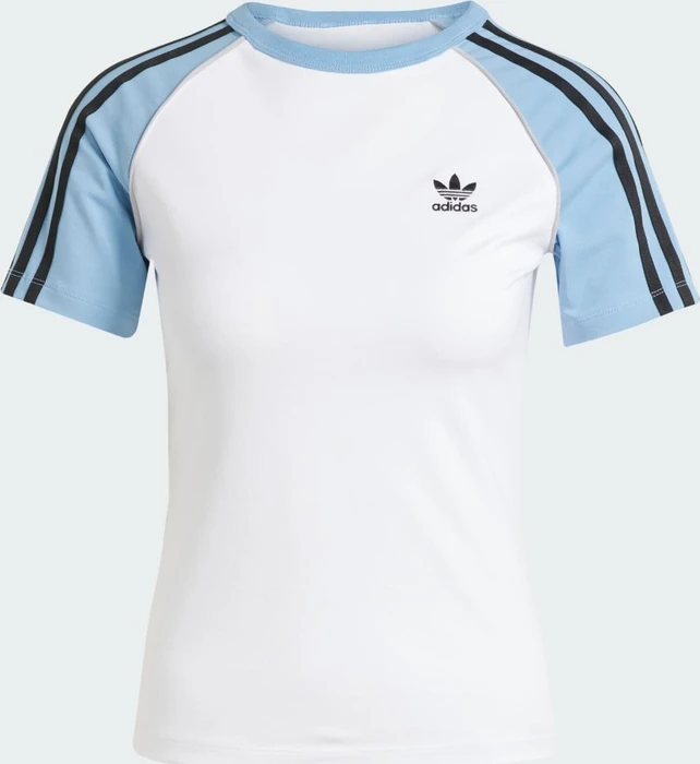 adidas Adicolor 3-Streifen Raglan Slim T-Shirt kurzarm white/ash blue (Damen)