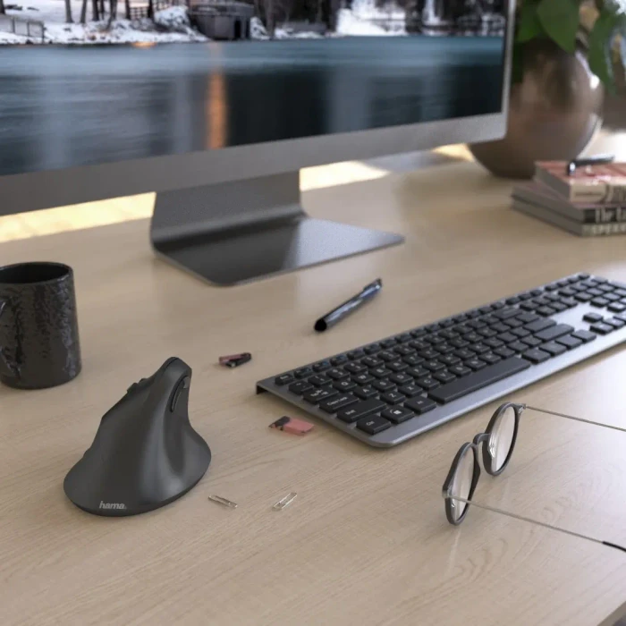 Hama EMW-500L Vertical Wireless Maus schwarz, Linkshänder, USB