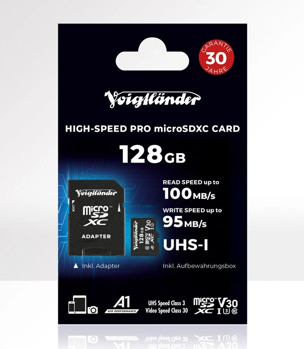 Voigtländer High-Speed PRO R100/W95 128GB Kit, UHS-I U3, Class 10