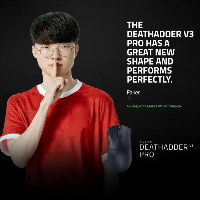 Razer DeathAdder V3 Pro schwarz Smooth-Touch + 8000Hz HyperPolling Wireless-Adapter, USB