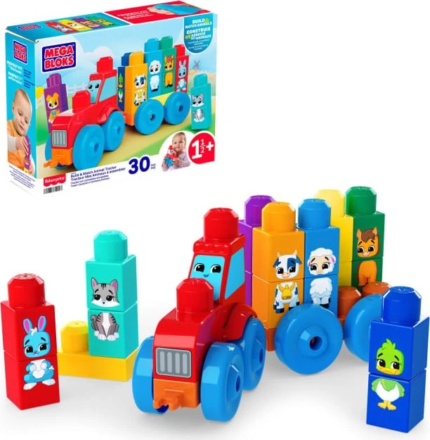 Mattel Mega Bloks Fisher-Price Bau- und Tier-Traktor