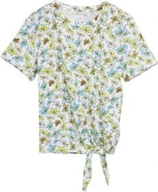 Tom Tailor Knoten-Detail T-Shirt kurzarm white green blue flower print (Damen)