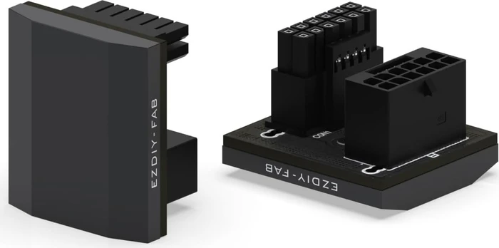 EZDIY-FAB 12VHPWR Winkeladapter 180°, Slim, Variante RVS, Sense-Pins an der Unterseite, schwarz
