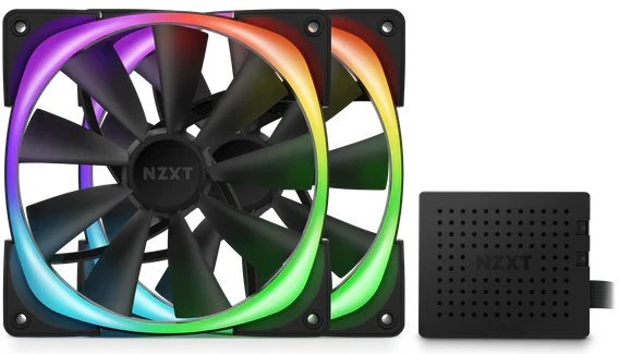NZXT Aer RGB 2, Matte Black, schwarz, LED-Steuerung, Lüftersteuerung, 140mm, 2er-Pack