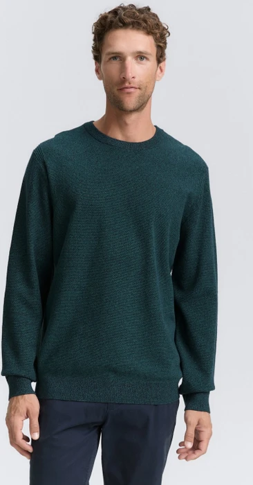 Tom Tailor Bio-Baumwolle Strickpullover jasper green navy twotone (Herren)