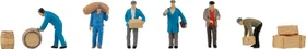 Faller Miniaturfiguren - Speditionsarbeiter mit Paketen und Fässern