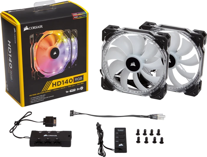Corsair Air Series HD140 LED RGB High Static Pressure PWM, LED-Steuerung, Lüftersteuerung, 140mm, 2er-Pack