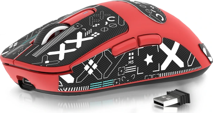 Attack Shark X3 Wireless Gaming Mouse rot, inkl. Grip Tape, USB/Bluetooth