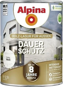 Alpina Farben Dauer-Schutz Holz-Lasur außen weiß, 2.5l