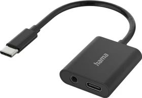 Hama Audio-Adapter, 2in1, USB-C-St. - 3.5-mm-Klinke / USB-C-Buchse, Audio + Laden