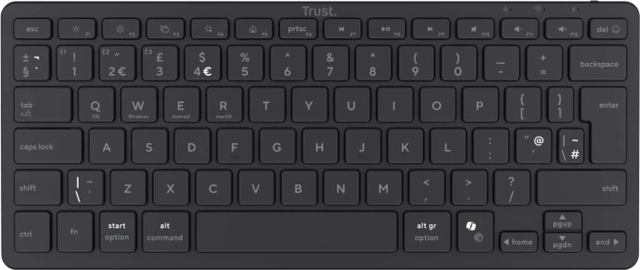 Trust Vira Multi-Device Wireless Keyboard, schwarz, Bluetooth, UK