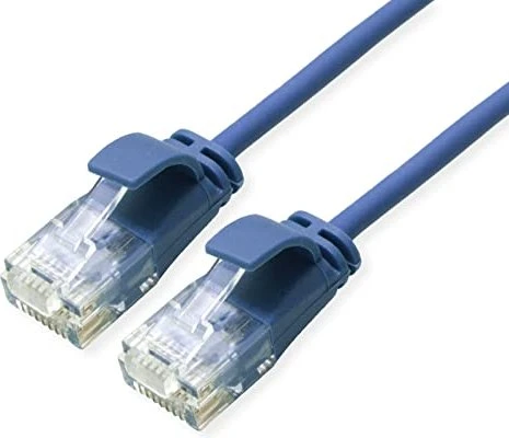 Roline / Secomp DataCenter Slim Patchkabel, Cat6a, U/UTP, RJ-45/RJ-45, 0.15m, blau